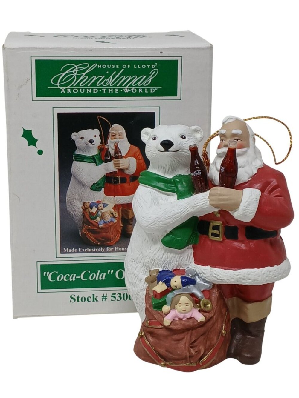 1995 House Of Lloyd Coca-Cola Santa & Polar Bear Christmas Ornament #3-F